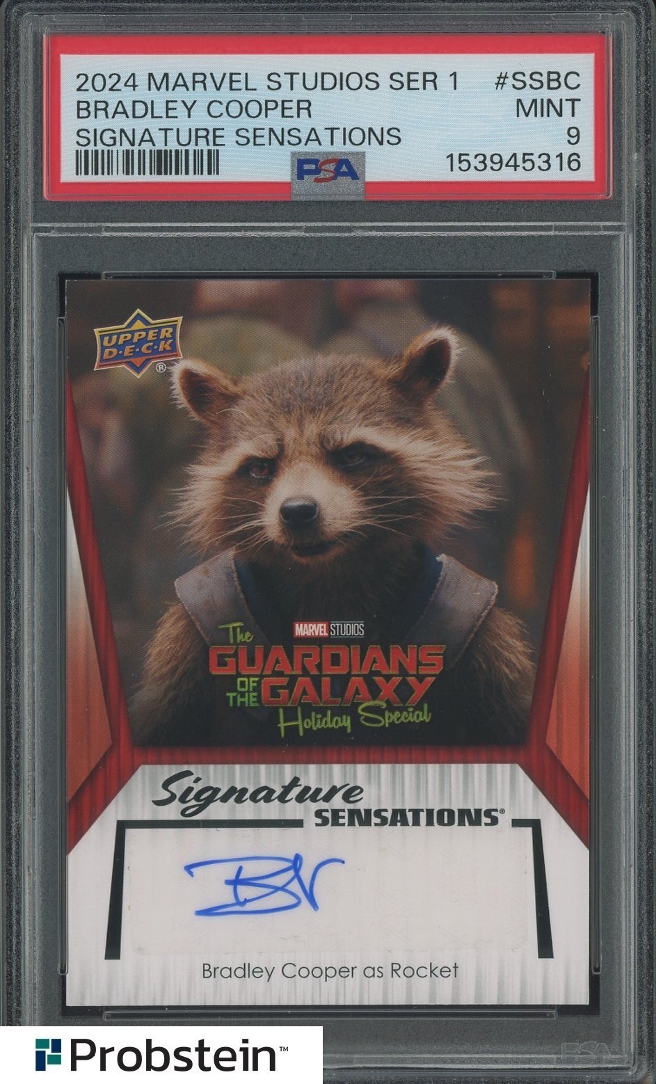 2024 UD Marvel Studios Series 1 Signature Sensations Bradley Cooper AUTO PSA 9