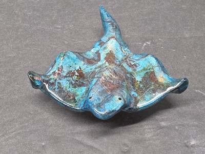 Hand Crafted/Carved Stone Stingray Blue Mixed color Marble Made In Ecuador