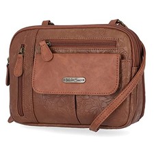 MultiSac Zippy Triple Compartment Crossbody Bag Pecan Flowers
