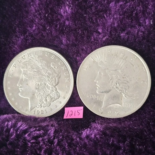 🚚⚡️FAST🔥BEAUTIFUL AU-BU 👀🔥1921 Morgan & 1922 Peace Silver Dollar 1215