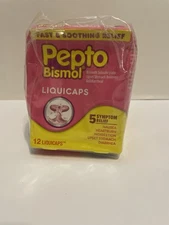 Pepto Bismol Diarrhea & Upset Stomach Liquicaps 5 Symptom Relief 12 ct (6 Pack)