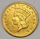 1868 $1 Type 2 Indian Head Gold Dollar  U.S. Coin Princess AU