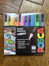 Uni Posca PC-5M Paint Marker 8 Pastel Colours, Bullet Tip 1.8-2.5mm Medium (New)