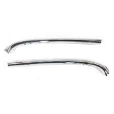 1955-1957 Chevy Convertible Upper Windshield Header Trim Moldings Pair Restored 1955-1957 Chevy Convertible Upper Windshield Header Trim Moldings Pair Restored