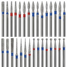 30 Piece Diamond Nail Drill Bits Set Carbide Cuticle 3/32 Inch Silver