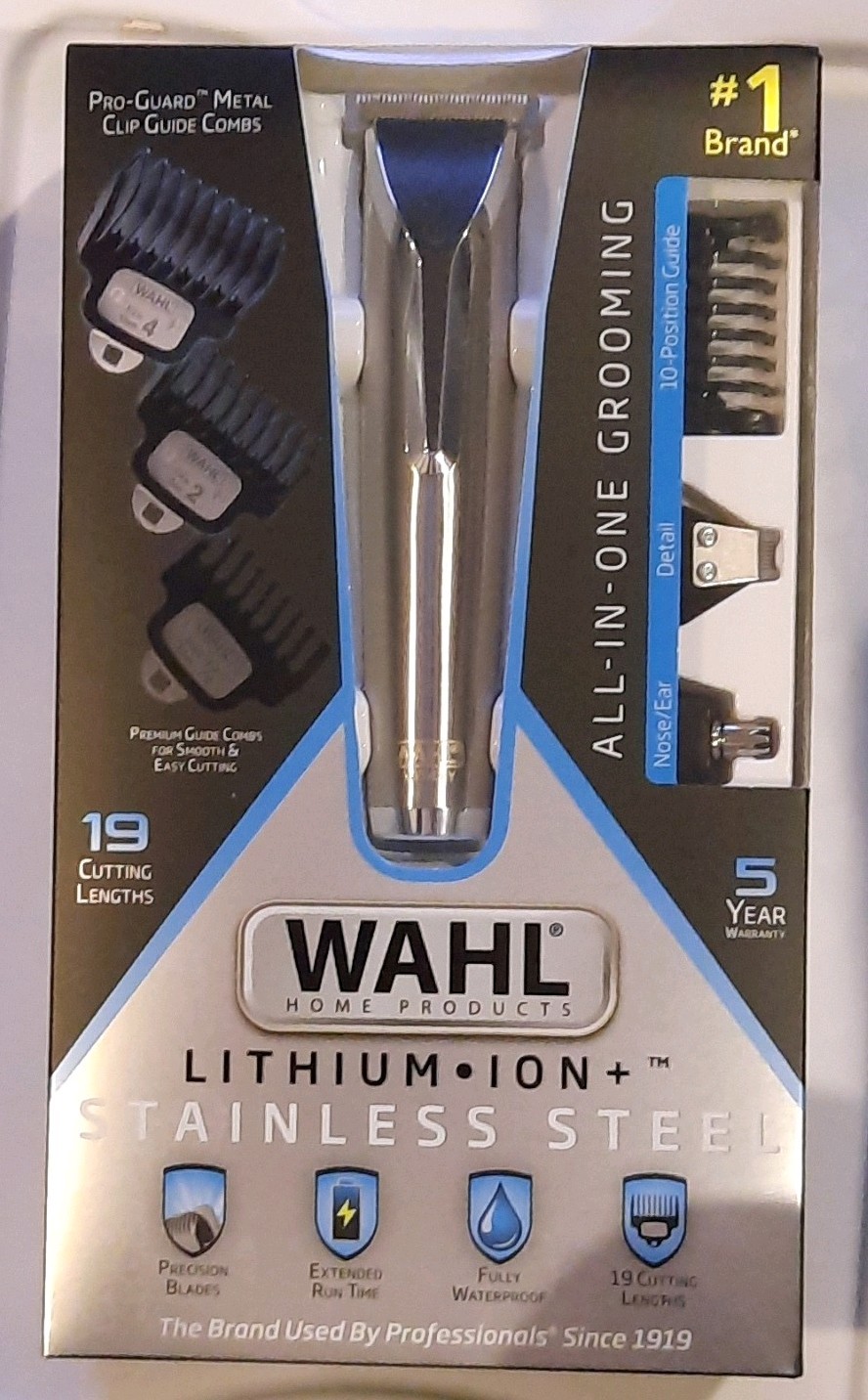 Wahl Lithium Ion+ Stainless Steel Trimmer  Waterproof 19 Cut