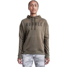 Sudadera con capucha pulóver con logotipo verde oliva NoBull para mujer talla S