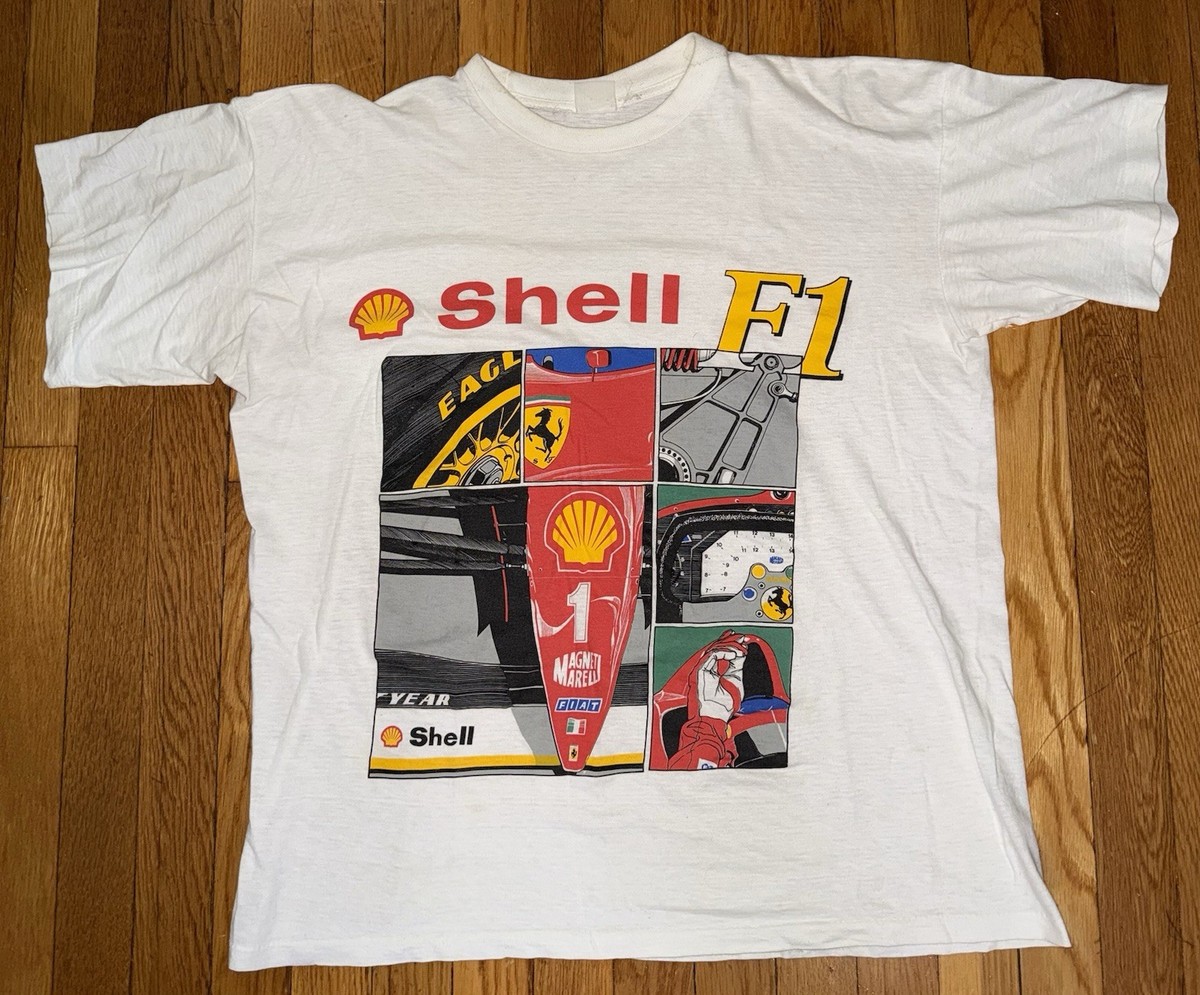 Vintage Mens T-Shirt FERRARI FORMULA 1 Shell F1 Scuderia Moto 