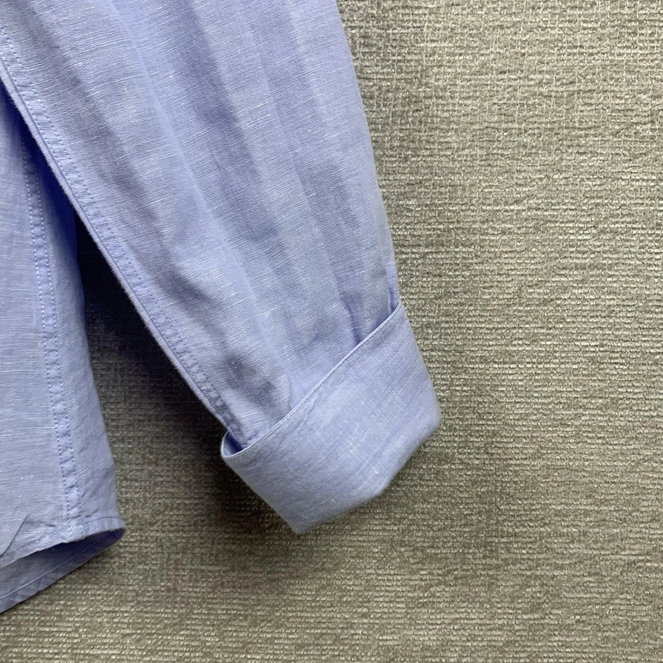 Camisa Claridge + King Mujer Grande Azul Lino Abotonada Manga Larga Clásica Mamá Foto 4 de 4