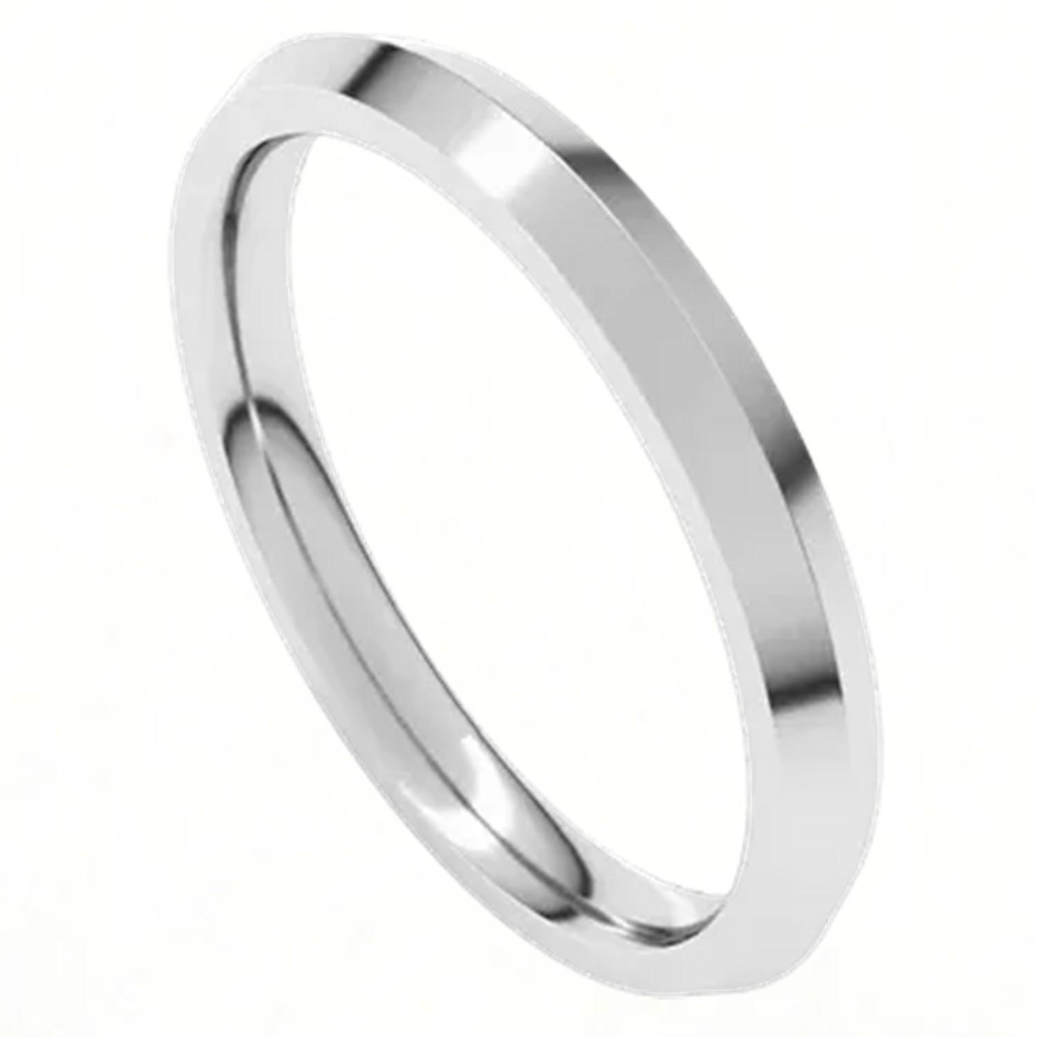 Wedding Band Solid 10K White Gold Women's 2.5mm Wide Knife Edge Comfort Fit USA-image