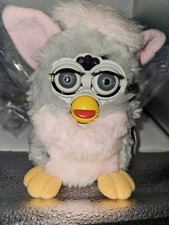 Vintage - Furby - 1998 Gray Pink Snow Leopard Voice QUIET