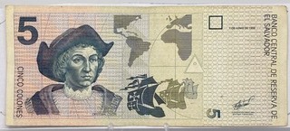 El Salvador 1998 5 Colones Columbus Banknote Pick# 147b (1029)