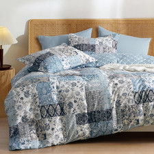 Ultra Soft Floral Duvet Cover Queen Size, Printed Boho Bedding Set 3 Pieces, Com