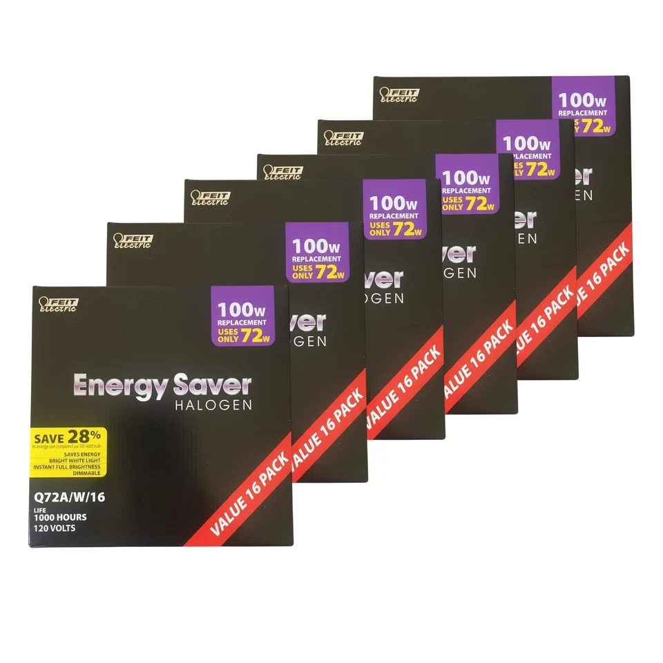 Feit 100-Watt Equivalent Warm White General Purpose Halogen Light Bulb (6-Pack) - Image 2 of 4