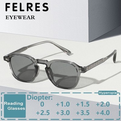 TR90 Oval Tinted Reading Glasses For Men Women Outdoor Shade Presbyopic Glasses 