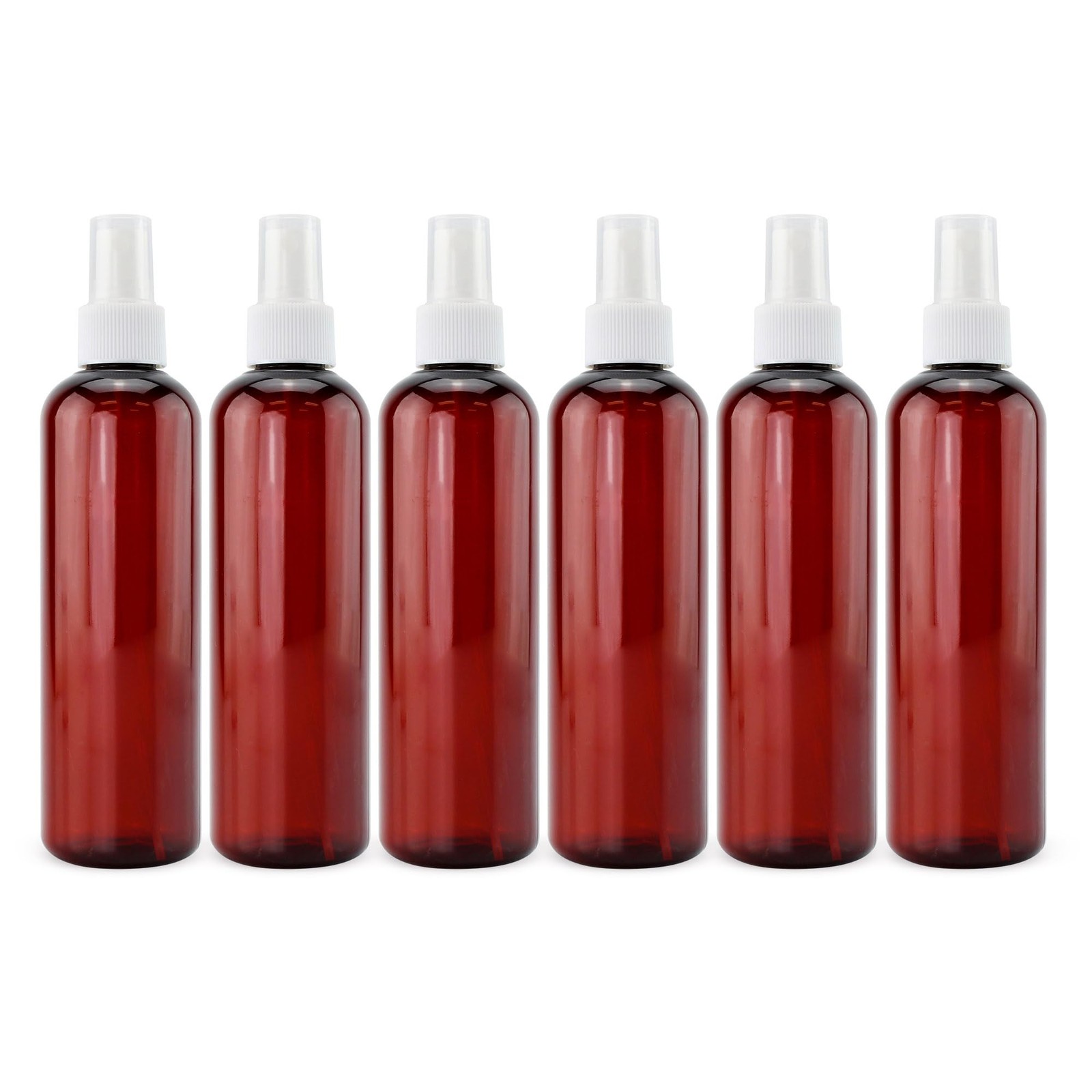 Cornucopia 8oz Amber Brown PLASTIC Spray Bottles with White Fine Mist Atomize...