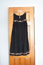 LOFT size LARGE women's black sleeveless dress embroidered floral
