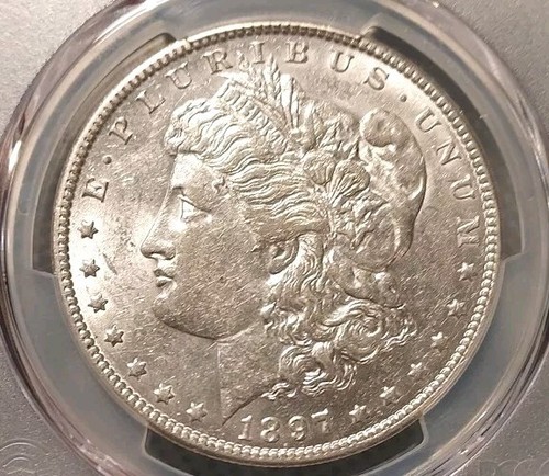 1897-O Morgan Silver Dollar - PCGS AU 53 - Gold Shield True View _ New Orleans - Picture 2 of 8