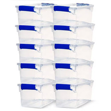 7.5 Qt. Secure Latching Plastic Stackable Storage Container in Clear, 10-Pack