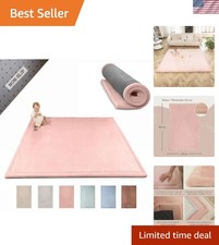 Stylish Coral Velvet Baby Play Mat 60" x 80" Pink   Soft 1" Thick High-Densit...