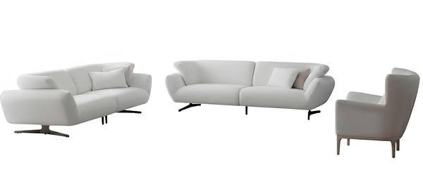 Sofa-Set 3-Sitzer-Sofa Sessel Weiß Moderner Stil Weiche Armlehnen Neu-image