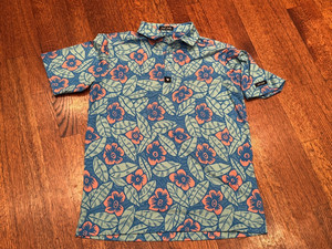 Bad Birdie green pink flowers golf shirt small s