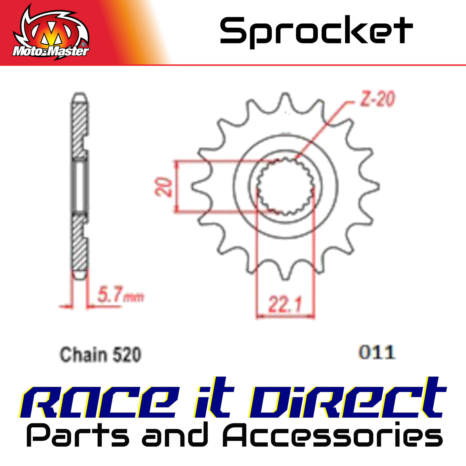 Sprocket for YAMAHA WR 250 F 2015-2020 Front Nitro Steel 14T MotoMaster