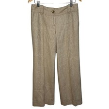 Ann Taylor LOFT Wool Tweed Pants Size 8 Wide Leg Cuffed Trousers Y2K Career