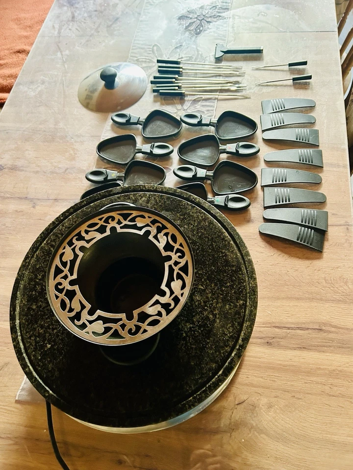 3 In Eins Raclette Heißer Stein +Fondue Tischgrill Für Bis zu 8 Personen - Bild 3 von 4