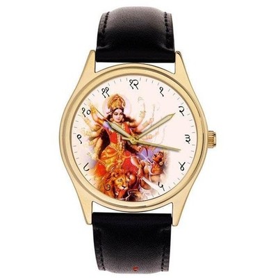 MA DURGA BENGALI DIAL DURGA PUJA HINDU GODDESS SOLID BRASS WATCH for MEN & WOMEN