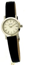 Bulova 96X127 Women's Round White Dial Black Genuine Leather Band Dress Watch