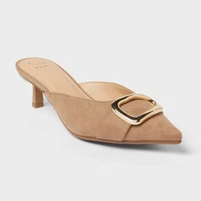Women’s Larissa Pointed Toe Mule Heels – A New Day Beige 9