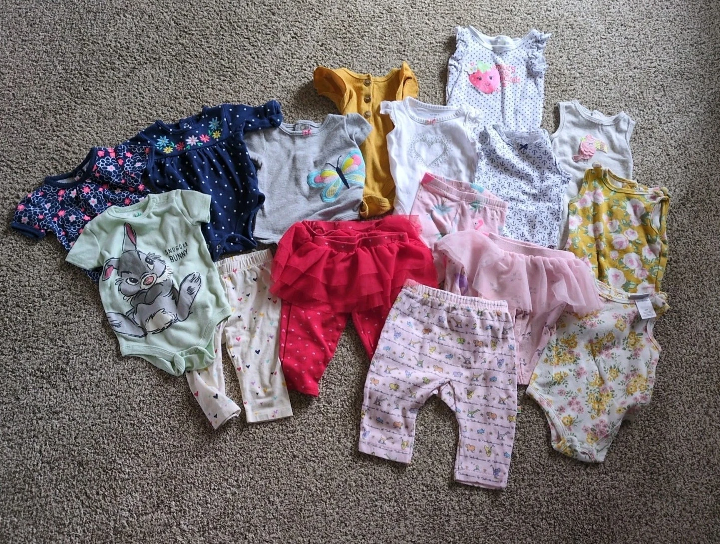 Mixed Lot Of 3-6 Months Baby Girl Clothes- 16 Pieces- One Pieces And Leggings