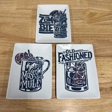 Crate & Barrel ZOMBIE MOSCOW MULE  OLD FASHIONED Snack Appetizer Plates 2015