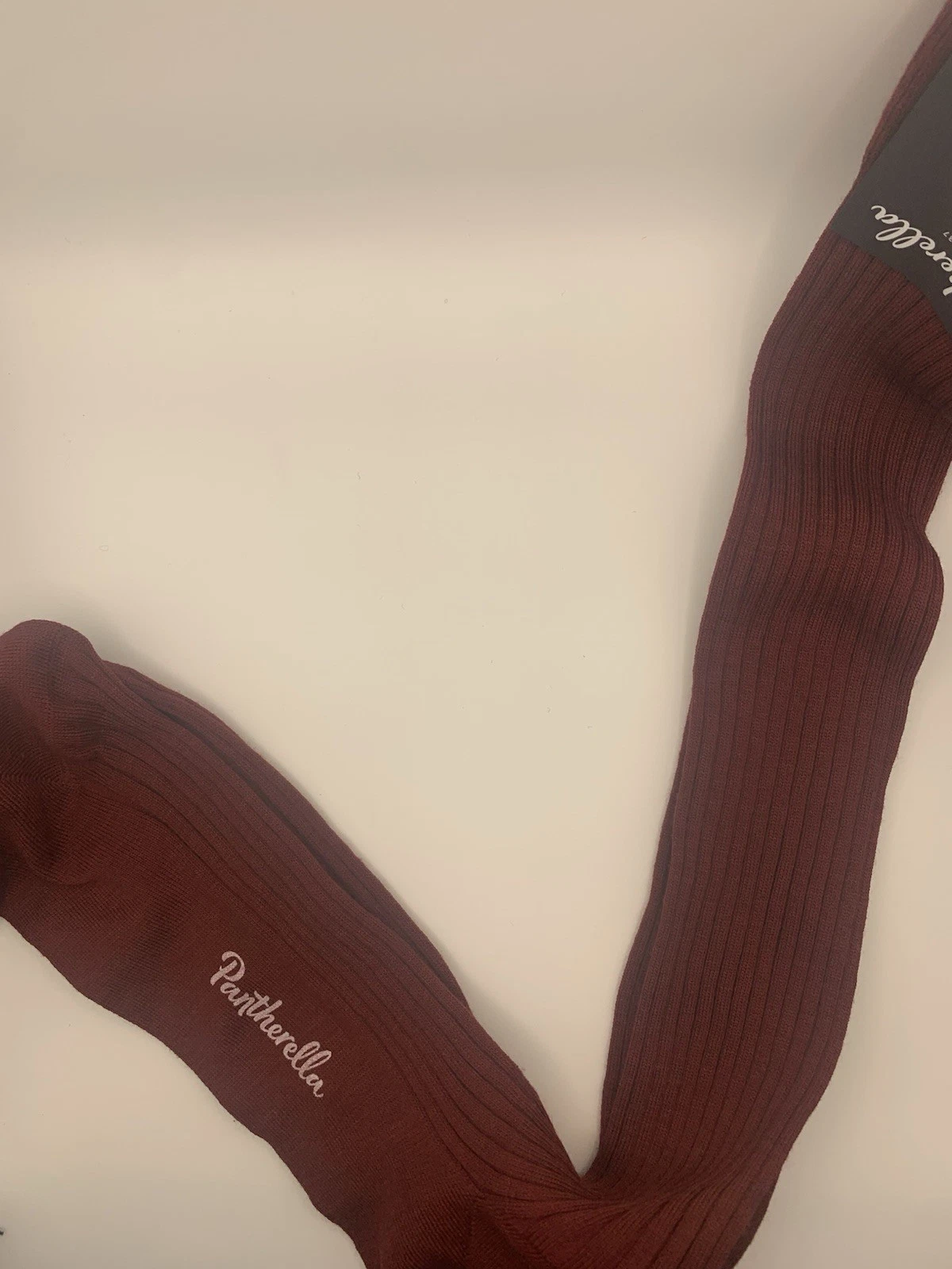 Pantherella Fine Merino Wool Socks Long Knee High Laburnum Wine Ribbed Freepost