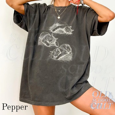 Lazy Cats Vintage Tattoo Style Animal Lover Comfort Tee