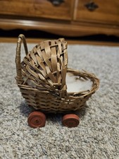 Vintage Baby Puppenwagen & Wagen Wagen Puppenhaus Miniatur Korbgeflecht