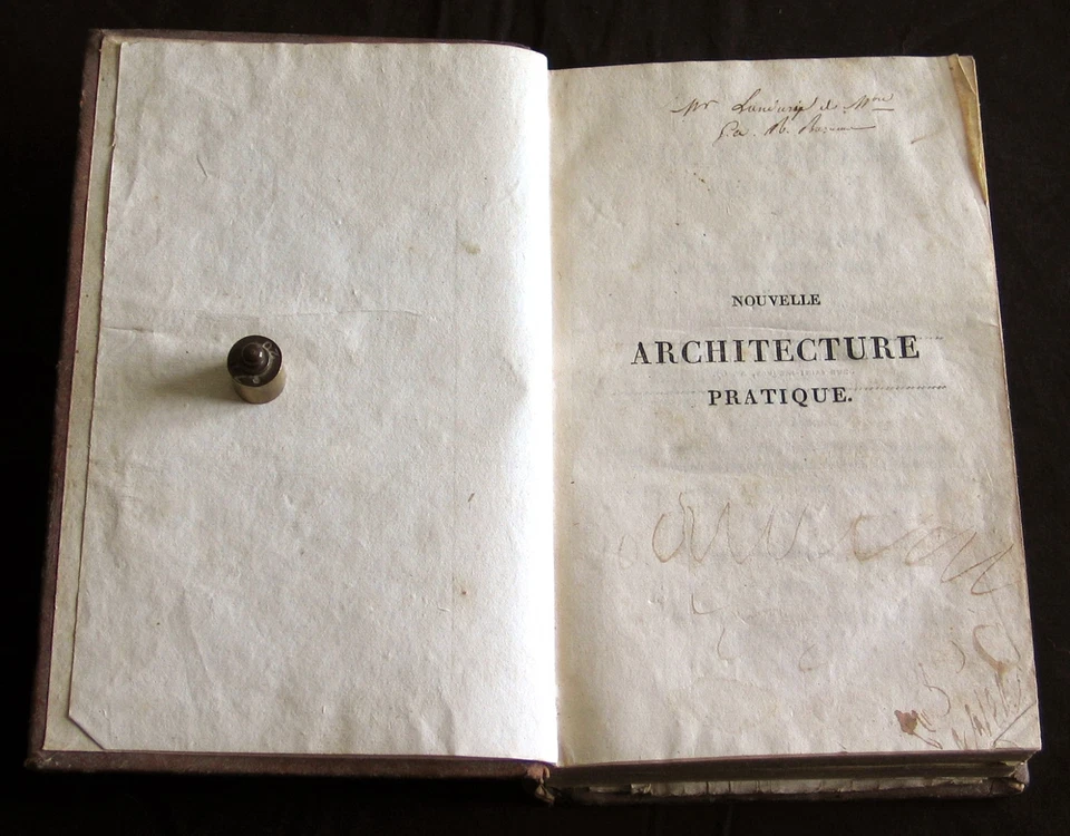 ARCHITECTURE PRATIQUE T 1 BULLET MICHÉ JAY MATHÉMATIQUES RELIÉ CUIR VILLET 1825 - Photo 3/4