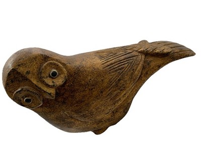 Vintage Holz Eule Figur Handgeschnitzt Mid Century Kunsthandwerk gewachst 35 cm
