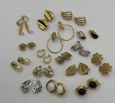 TRIFARI VINTAGE GOLDTONE SILVERTONE EARRING LOT 16 ITEMS Pierced & Clip Ons