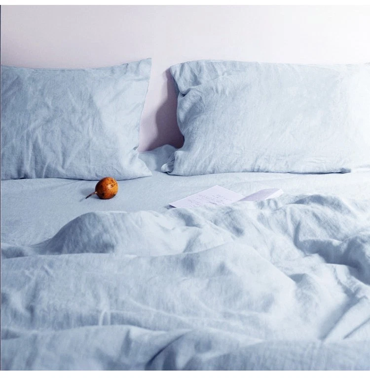 Juego de funda nórdica (Doona) 100 % lino lino francés, juego de funda de edredón, azul claro Foto 4 de 4