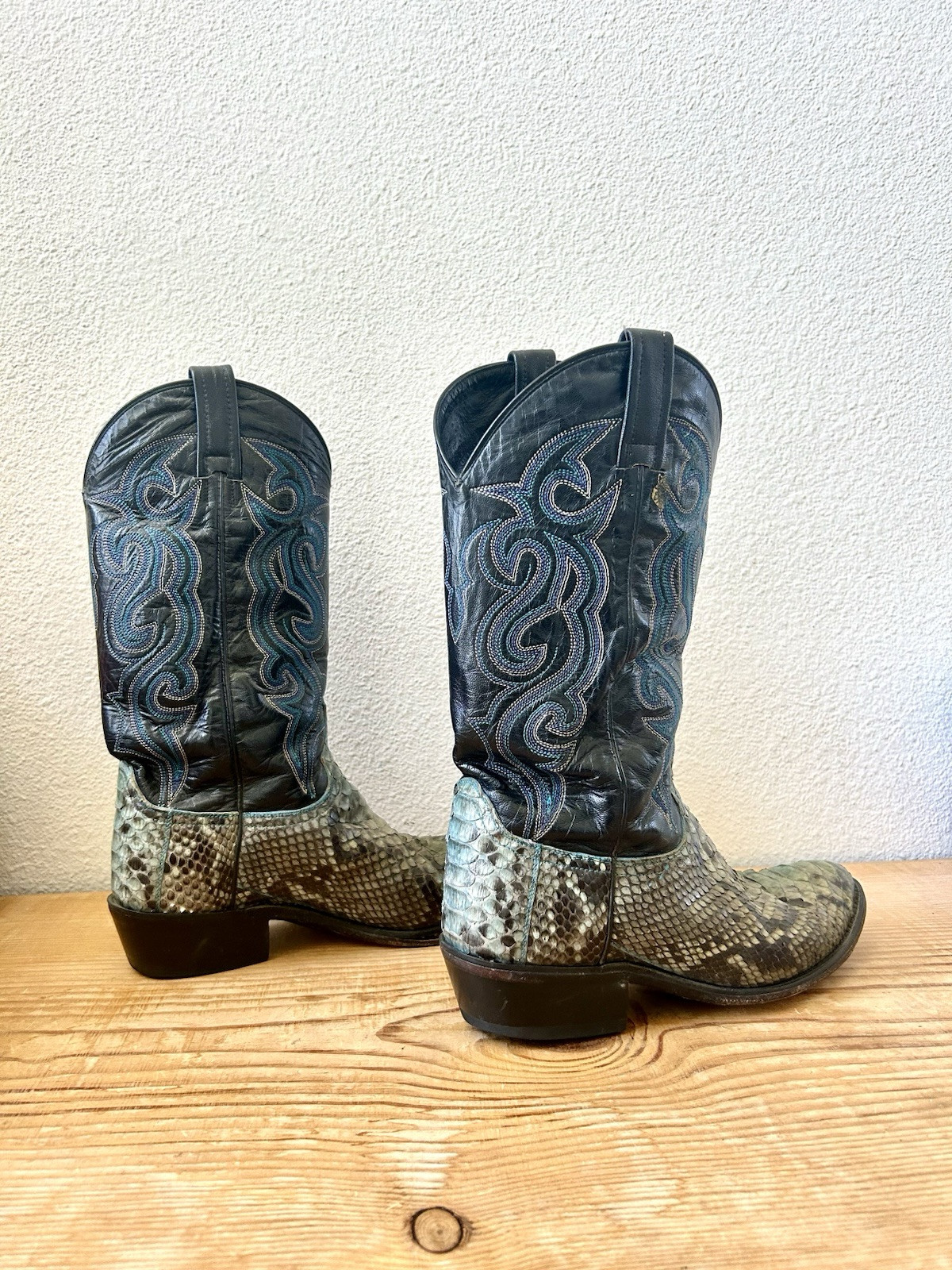 TWO PAIR VTG Dan Post Back Cut Python Snakeskin C… - image 5