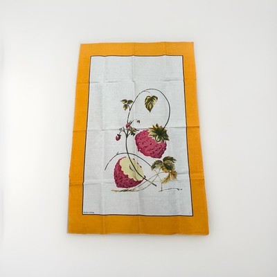 Vintage Italian Italy Puro Cotone Kitschy MCM Strawberry Print Tea Towel