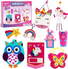 Sewing Kit for Kids Toys for Ages 6-12 Girls, 9 Easy DIY Projects of Animal Felt