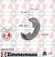 2X Zimmermann Bremstrommel 400.5071.20 FüR MERCEDES-BENZ