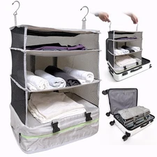 Stow-N-Go Travel Luggage Organizer – Portable Hanging Travel Shelves, Carr