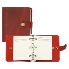 A9 Leather Journal, 3 Ring Notebook Binder Planner Loose Leaf, Red