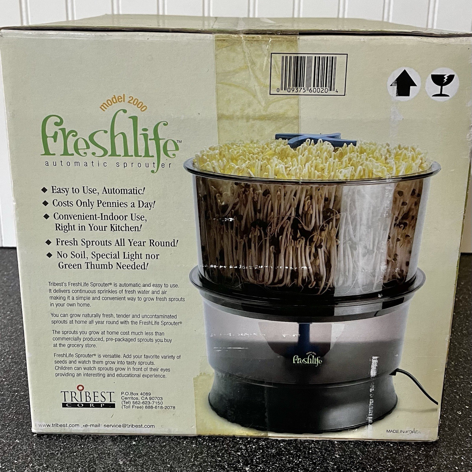NEW SEALED Tribest Freshlife Automatic Sprouter Model 2000 Grow Fresh Sprouts 