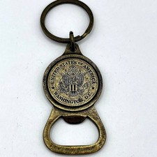 Vintage Washington DC USA Bottle Opener Keychain Brass Tone Souvenir Collectible