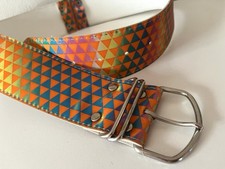 Rare VTG 80s/90s ESPRIT SAMPLE Made Japan Color Shift Lenticular Vinyl Belt M